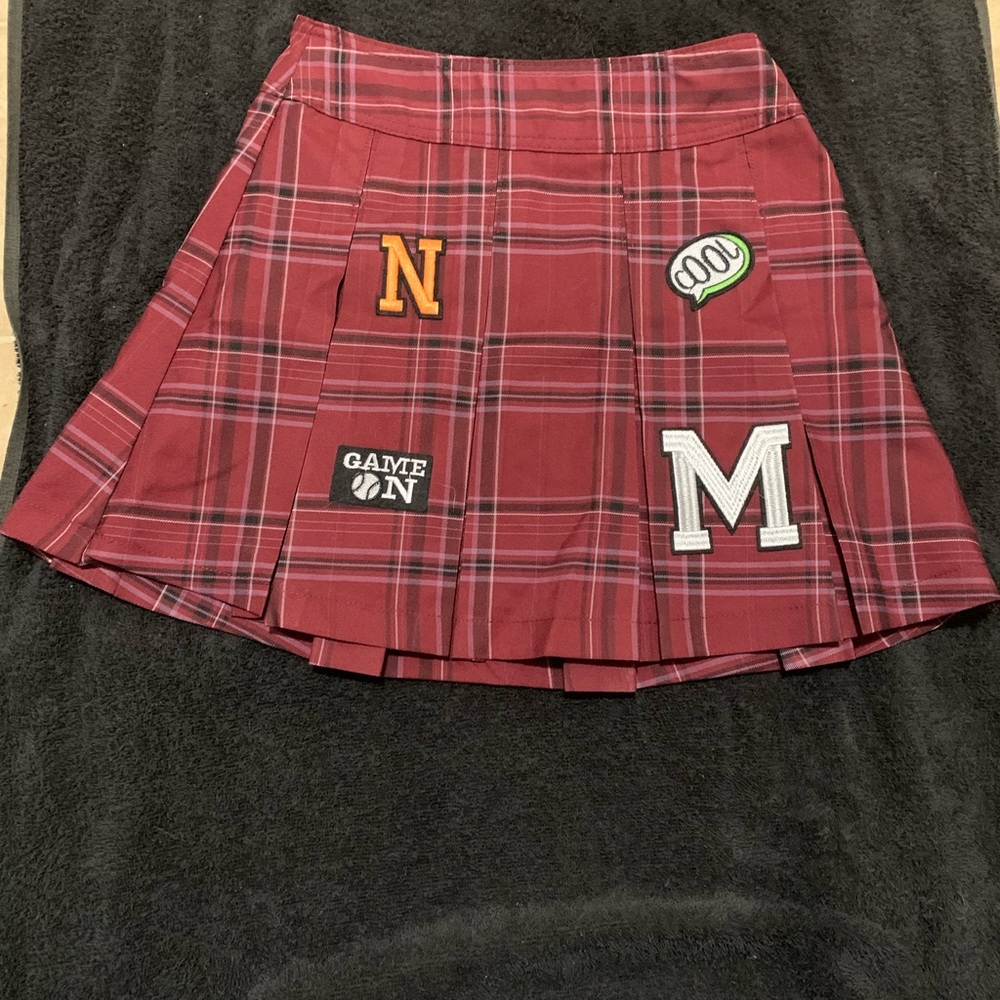 No boundaries Red plaid school girl mini skirt